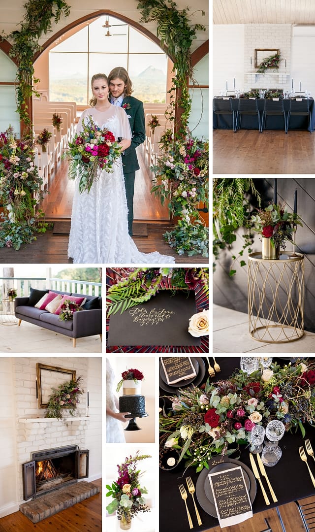 Charcoal, berry and gold winter wedding colour palette _ The Bride's Tree magazine