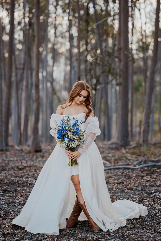 Bride on country property Sunshine Coast wedding venue