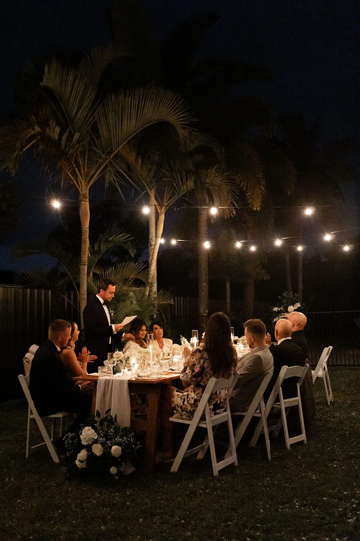 Micro wedding dinner reception Sunshine Coast wedding elopement package